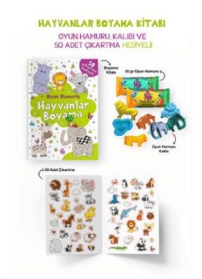 Hayvanlar Boyama Kitabı - Oyun Hamuru, Oyuncak ve Çıkartma Hediyeli - Çocuk Boyama Kitapları | Avrupa Kitabevi