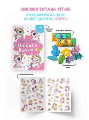 Unicorn Boyama Kitabı - Oyun Hamuru, Oyuncak ve Çıkartma Hediyeli - Çocuk Boyama Kitapları | Avrupa Kitabevi